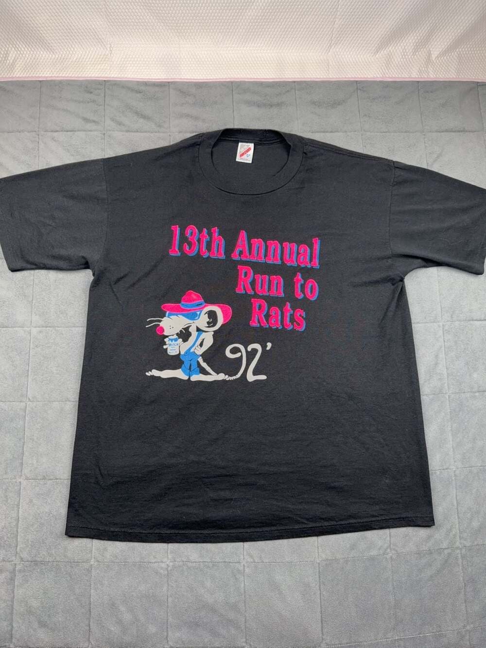 VTG Y2K 1992 13th Annual Run to Rats Busch Beer Graphic T-Shirt Size XL